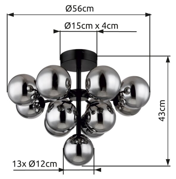 Globo 56143-13D - Полилей за повърхностен монтаж GRAPPY 13xG9/5W/230V