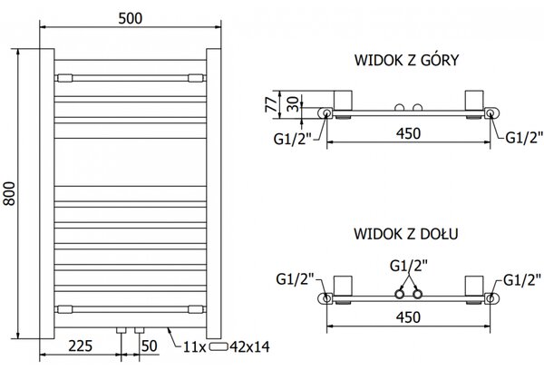 Mexen Uran електрически радиатор 800 x 500 мм, 300 W, хром - W105-0800-500-2300-01