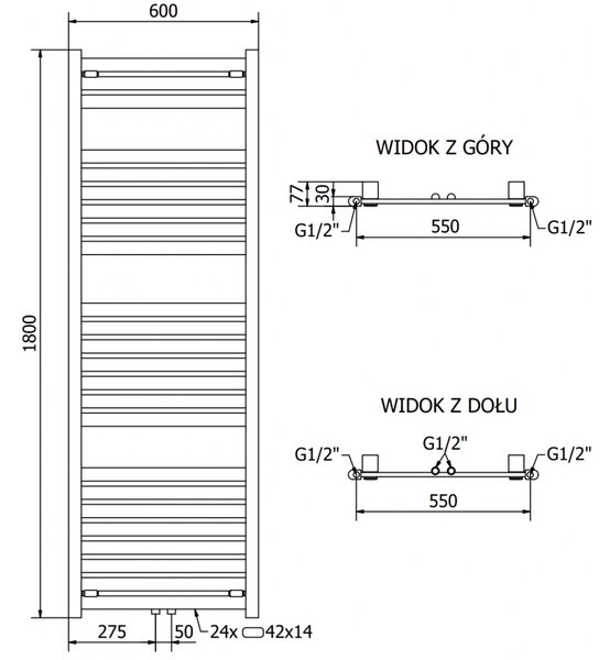 Mexen Uran електрически радиатор 1800 x 600 mm, 900 W, черен - W105-1800-600-2900-70