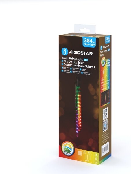 Aigostar - многоцветна соларна LED гирлянда 384xLED/13m IP65