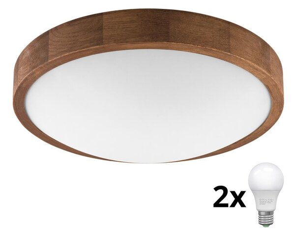 Brilagi - LED Плафон CARVALHO SLIM 2xE27/60W/230V дъб Ø 37 см