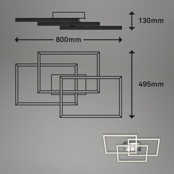 Brilo - LED Димируем плафон FRAME LED/57W/230V 3000K матов хром