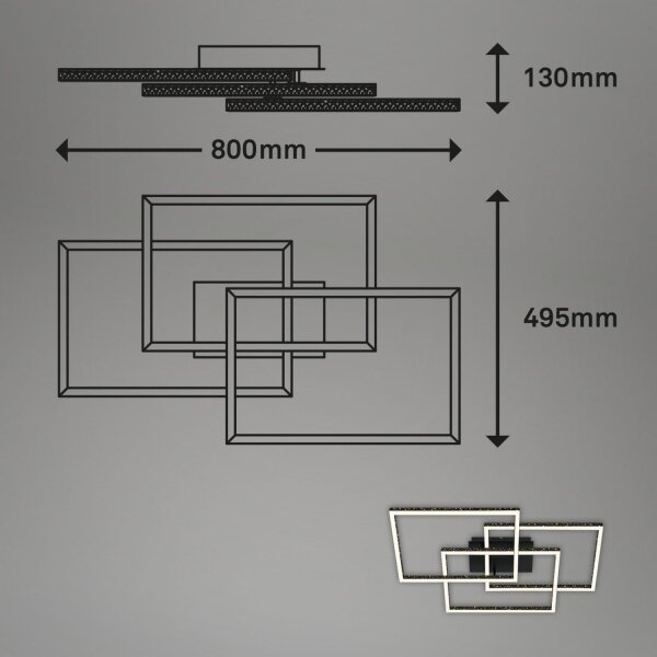 Brilo - LED Димируем плафон FRAME LED/57W/230V 3000K черен