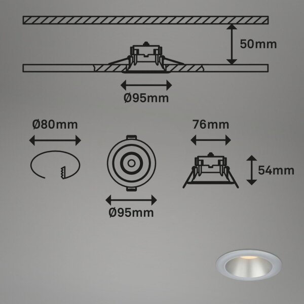 Briloner 7041-034-К-кт 3x LED Лампа за вграждане в баня LED/4,9W/230V сребрист