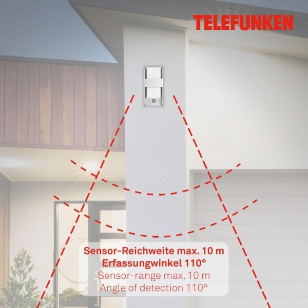 Telefunken 321104TF-Екстериорен аплик със сензор 1xE27/12W/230V IP44 бял