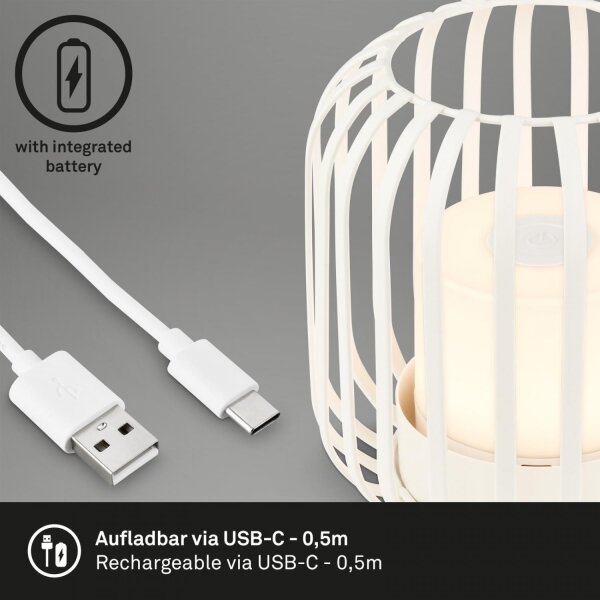 Brilo - LED Димируема акумулаторна настолна лампа LED/2W/5V IP44 бял