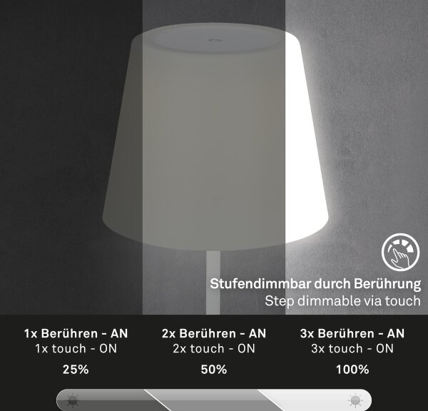 Brilo - LED Димируема акумулаторна настолна лампа LED/3W/5V IP44 бял