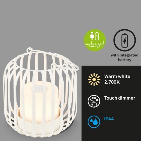 Brilo - LED Димируема акумулаторна настолна лампа LED/2W/5V IP44 бял