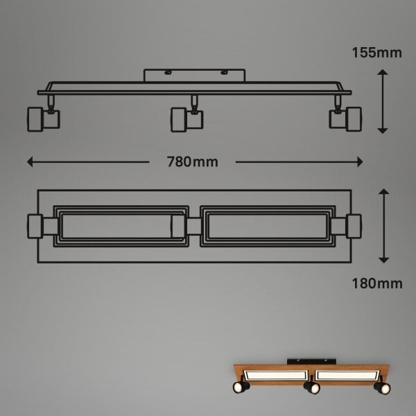 Brilo - LED Плафониера LED/24W/230V + 3xGU10/9W 3000K