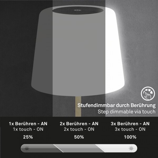 Brilo - LED Димируема акумулаторна настолна лампа COMPA LED/3W/5V IP44 черен