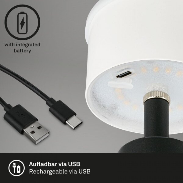 Brilo - LED Димируем rechargeable екстериорен настолна лампа LED/3,5W/5V IP44 черен