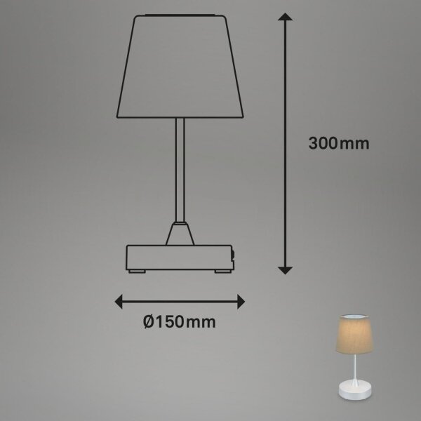 Brilo - LED Димируема акумулаторна настолна лампа LED/3W/5V IP44 сребрист/бежов