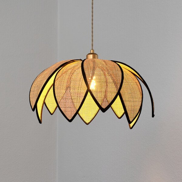 OSRAM висяща лампа Decor Rattan Lotus, Ø 48 cm, бежова, E27, Затъмняване, Бежов, Дневна/трапезария, Дървесина, Средиземноморски