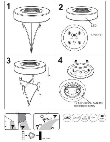 Globo 36414-2 - К-кт 2бр. LED соларни лампи SOLAR LED/0,8W/3V 3200K IP44