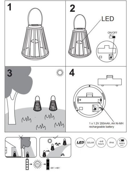 Globo 36654 - LED Соларна лампа SOLAR LED/0,06W/3V 3200K IP44