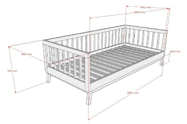 Бежово детско легло 90x200 cm от масивен бор с включена подматрачна рамка Sezane – Vipack