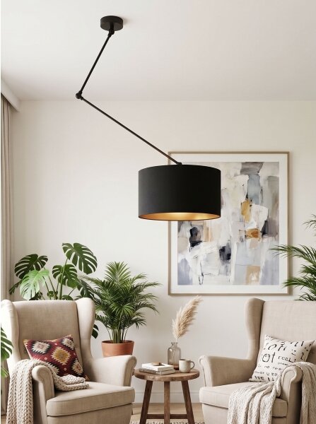 LED регулируем полилей на прът GORTA 1xE27/60W/230V черно/златно