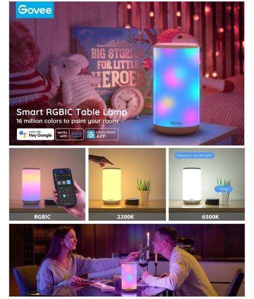 Govee - LED RGBIC Димируема настолна лампа AURA 2 2200-6500K Wi-Fi Matter