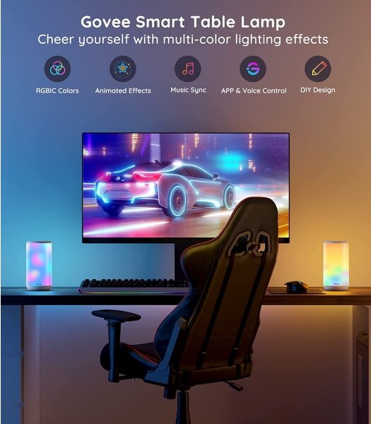 Govee - LED RGBIC Димируема настолна лампа AURA 2 2200-6500K Wi-Fi Matter