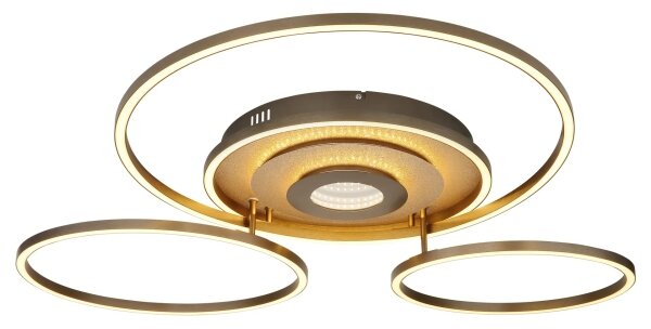 Globo 67824-60G - димируем LED таванен осветител MILES 60W/230V 80,8x99,2 cm месинг + дистанционно управление