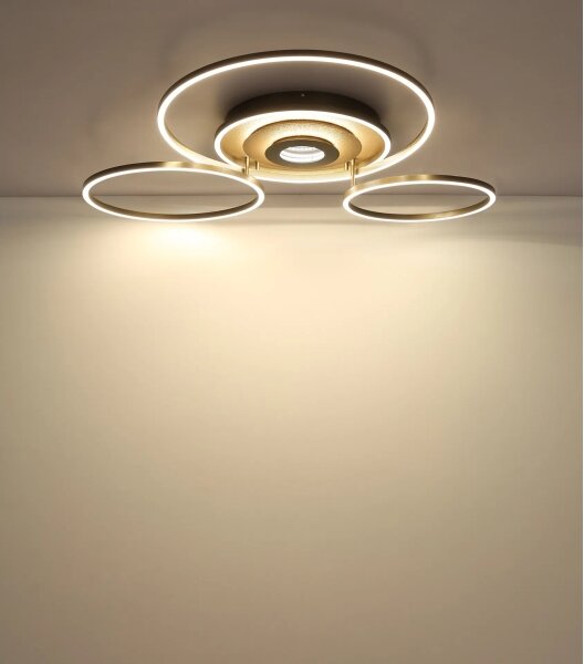 Globo 67824-60G - димируем LED таванен осветител MILES 60W/230V 80,8x99,2 cm месинг + дистанционно управление