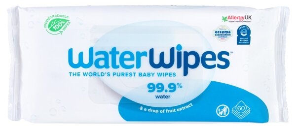 WaterWipes - К-кт 9x Мокри кърпички без съдържание на пластмаса 60 бр. (540 pcs)