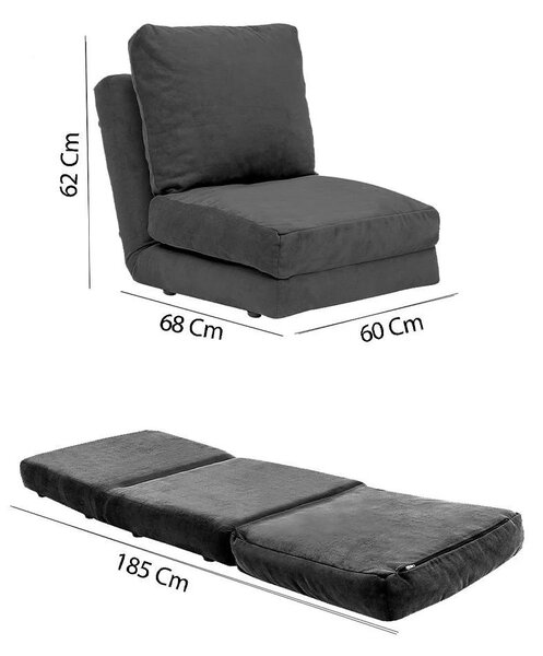 Кресло Foffeffe Taida Grey 185x60x26 cm