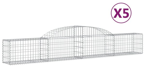 VidaXL Габионни кошници арка 5 бр 300x30x40/60 см поцинковано желязо