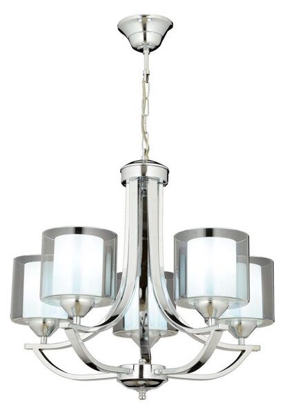 Полилей на верига NOVARA 5xE27/40W/230V с лъскав хром