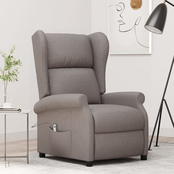 VidaXL Wingback електрически реклайнер стол, таупе, текстил