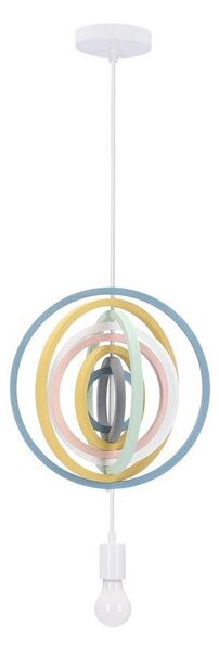 Детски полилей на кабел HOOPS 1xE27/20W/230V диам. 27 см, многоцветен