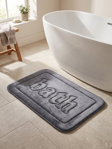 Sinsay - Постелка за баня с надпис Bath - тъмносиво