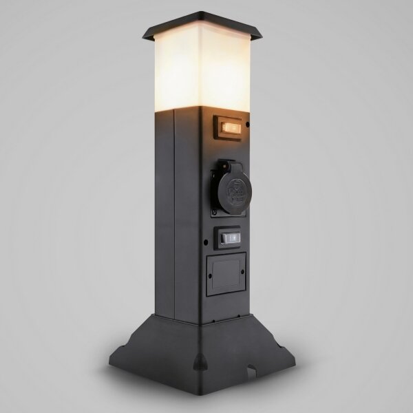 Brilagi - Външна лампа с 2 SCHUKO контакта 1xE14/15W/230V IP44 черна