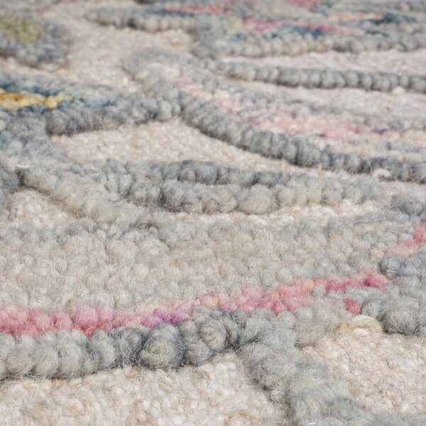 Кремав ръчно изработен вълнен килим 120x170 cm Tania Floral – Flair Rugs