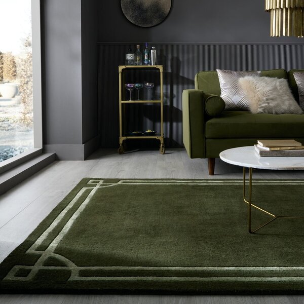 Тъмнозелен ръчно изработен вълнен килим 160x230 cm Gatsby – Flair Rugs