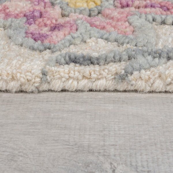 Кремав ръчно изработен вълнен килим 120x170 cm Tania Floral – Flair Rugs