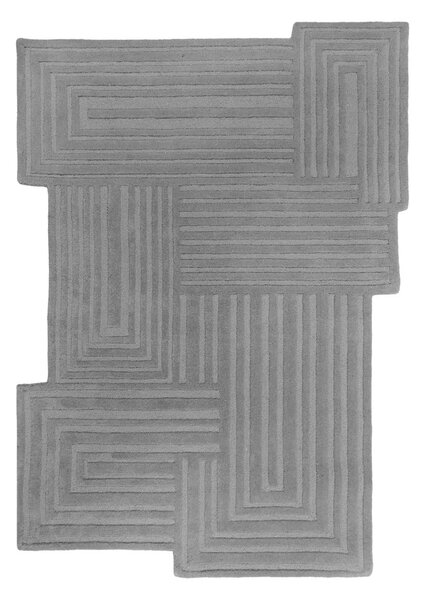Сив ръчно изработен вълнен килим 160x230 cm Zen Rectangles – Flair Rugs