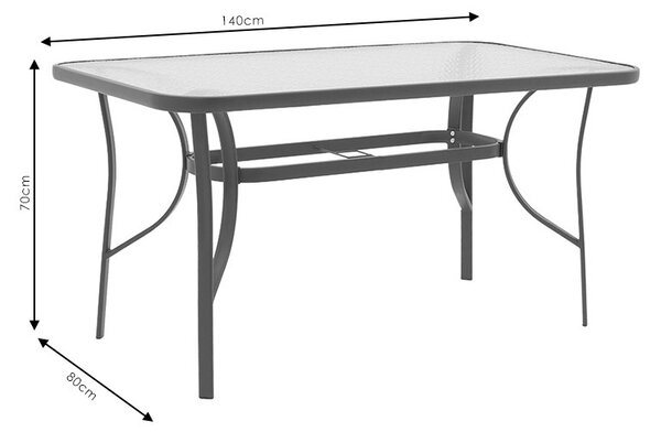 Комплект 7 бр. градинска маса и столове Calan-Ensure Сив 140x80x70 см