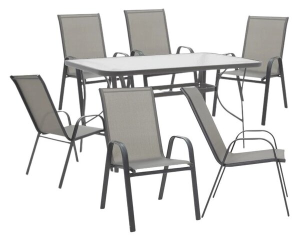 Комплект 7 бр. градинска маса и столове Calan-Ensure Сив 140x80x70 см