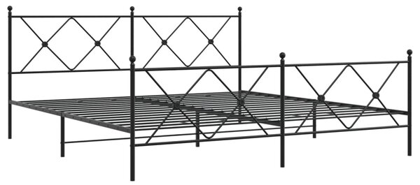 VidaXL Метална рамка за легло с горна и долна табла, черна, 183x213 см