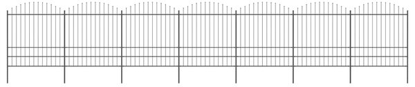 VidaXL Градинска ограда с пики, стомана, (1,75-2)x11,9 м, черна