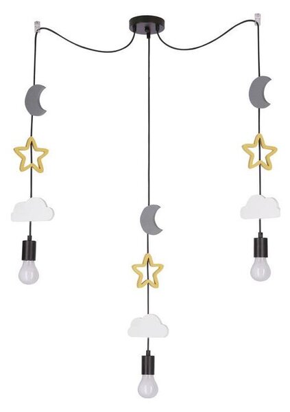Детски полилей на кабел TRIO 3xE27/20W/230V, сив/жълт/бял