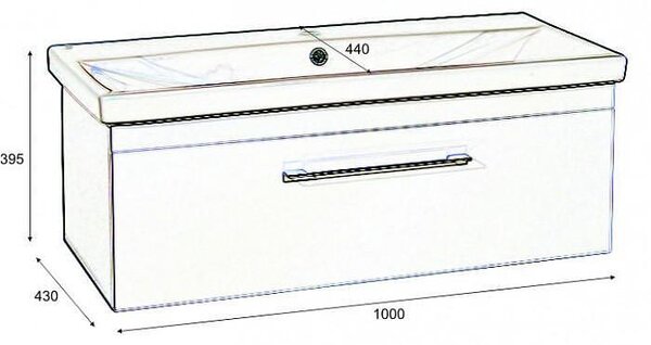 Шкаф за баня Елит долен 100 см - Slimline