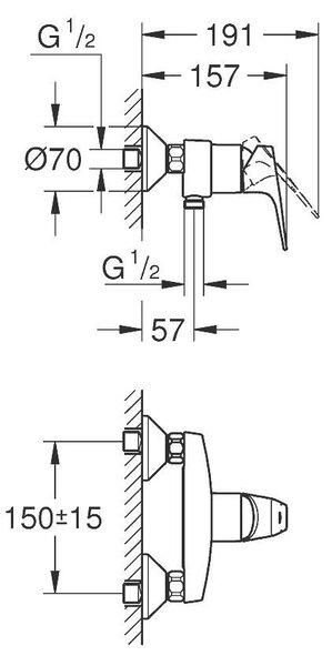 BauFlow Смесител за душ, едноръкохватков 1/2"