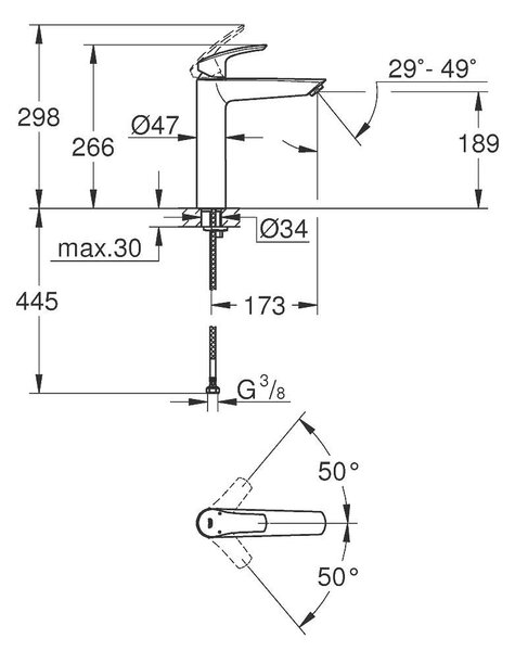 Eurosmart Смесител за умивалник 1/2",едноръкохватков, XL - размер