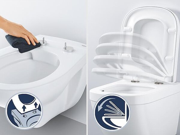 WC комплект за вграждане Grohe Solido 5 в 1, с конзолна чиния и седалка Euro Ceramic