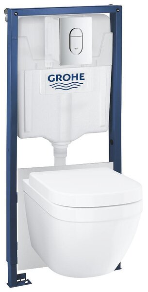 WC комплект за вграждане Grohe Solido 5 в 1, с конзолна чиния и седалка Euro Ceramic