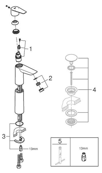 BauEdge Смесител за умивалник, 1/2", едноръкохватков, XL-размер