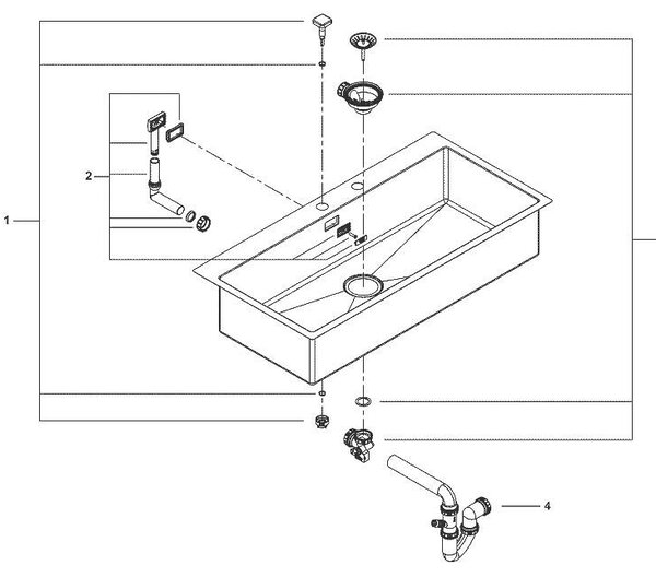 Grohe K800 кухненска мивка от неръждаема стомана, единична, 1024x510 mm