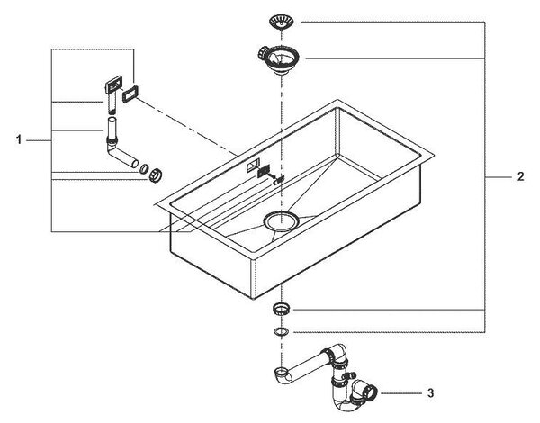 Grohe K700 кухненска мивка от неръждаема стомана, 800/400/200 мм